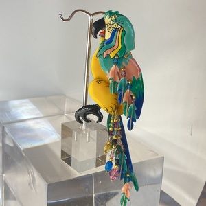 Lunch at the Ritz Gold Tone Enamel Beaded Articulated Large Pin